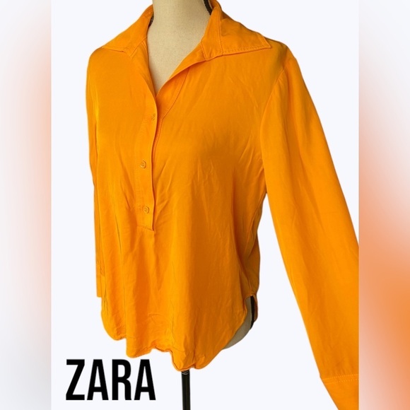 ZARA-size small silky viscose blend. Oversized Vneck, buttoned front & cuffs EUC - Picture 6 of 10